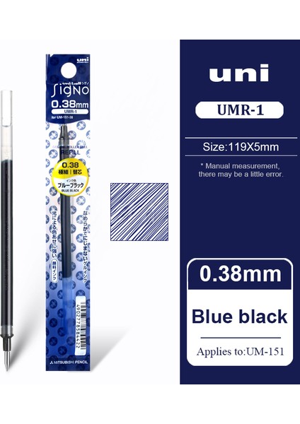 Lacivert Tarzı 0.38 mm Uni-Ball Signo Dolum Unı Mitsubishi Umr-1 Jel Kalem Dolum Ince Finansal Için UM-151 (Yurt Dışından)