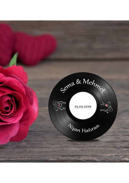 Isme Özel Ahşap Plak Magnet Söz Nişan Hatırası 50 Adet Standart