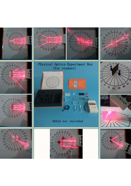 Optik Deney Seti Üçgen Priz Konveks Lens Kav Konkav Ayna Işınlı Üç Çizgi Yarı Iletken Lazer Işık Kaynağı Fizik Eğitim Seti (Yurt Dışından)