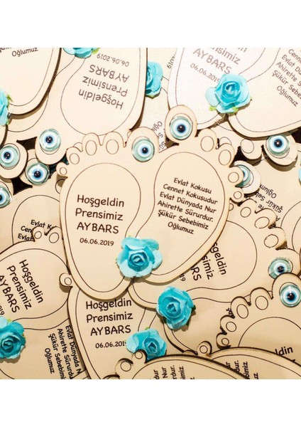 Kişiye ve Isme Özel Hoşgeldin Bebek Ahşap Magnet 50 Adet Standart