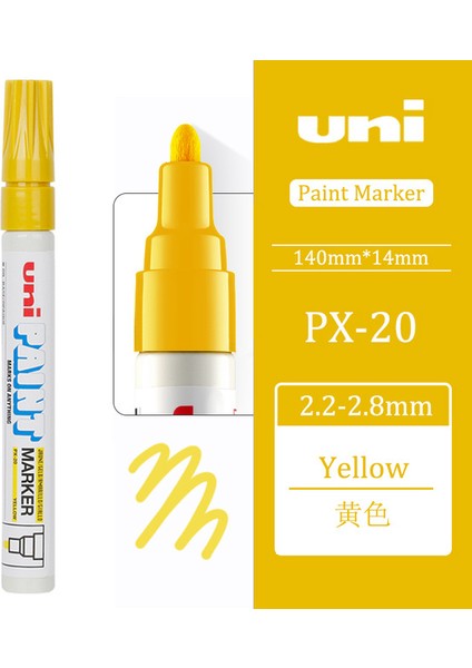Sarı Stil 1 Parça Mitsubx Renkli Su Geçirmez Araç Lastiği Deseni Kauçuk Metal Kalıcı Boya Kalemi Pen (Yurt Dışından)