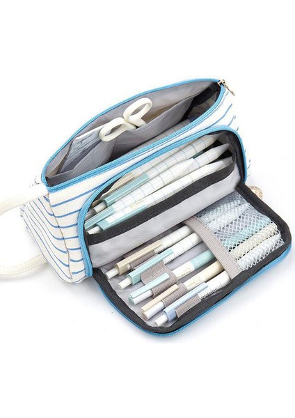 Mavi Gri Tarzı Basit Kalem Kutusu Çanta Poch Kız Kadın Kozmetik Sevimli Yüksek Kapasiteli Kırtasiye Çantası Kawaii Öğrenciler Kalem Kutusu Öğrenci Poch (Yurt Dışından) indirimleri