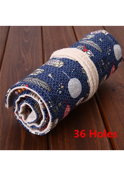 Karışık Renk Stili Delikli Kalemlik Okul Tuval Rulo Kılıf Makyaj Fırça Kalem Saklama Kutusu Okul Ceza Kutusu - (Yurt Dışından)