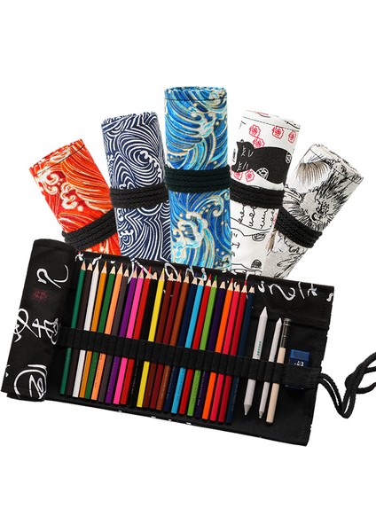 Erik Tarzı 36 Delikli Kalem Çantası Kalem Kutusu Japon Kırtasiye Kalem Makyaj Saklama Çantası Pencil Roll Okul Malzemeleri Kalem Kutuları (Yurt Dışından) modelleri