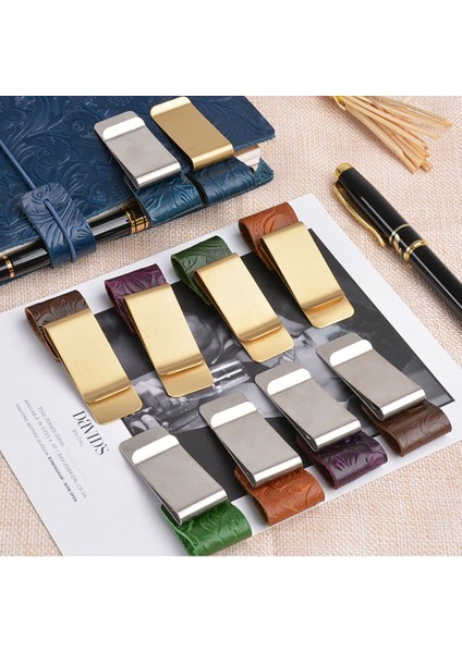 Mavi-Stil1 Stili 1 Adet Metal Kağıt Klipsi Deri Kalem Tutucu Pirinç Paslanmaz Çelik Kalem Klipsi Retro Günlük Defter Gevşek Yaprak Not Klipsi Için Yazma (Yurt Dışından)