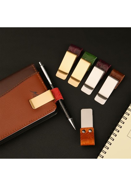 Mavi-Stil1 Stili 1 Adet Metal Kağıt Klipsi Deri Kalem Tutucu Pirinç Paslanmaz Çelik Kalem Klipsi Retro Günlük Defter Gevşek Yaprak Not Klipsi Için Yazma (Yurt Dışından)