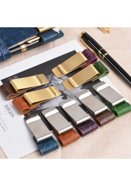 Mavi-Stil1 Stili 1 Adet Metal Kağıt Klipsi Deri Kalem Tutucu Pirinç Paslanmaz Çelik Kalem Klipsi Retro Günlük Defter Gevşek Yaprak Not Klipsi Için Yazma (Yurt Dışından)