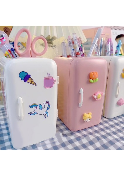 J Tarzı Sevimli Buzdolabı Kalemlik Makyaj Kalemler Depolama Kutusu Yaratıcı Okul Kırtasiye (Yurt Dışından) fırsatları