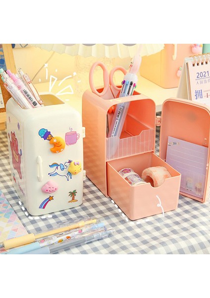 J Tarzı Sevimli Buzdolabı Kalemlik Makyaj Kalemler Depolama Kutusu Yaratıcı Okul Kırtasiye (Yurt Dışından) indirimleri