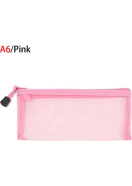 A6-Pembe Tarzı Yeni Basit Şeffaf File Kozmetik Saklama Çantası Net Fermuarlı Kalem Kutusu Naylon Makyaj Çantası Taşınabilir Seyahat Tuvalet Çantası (Yurt Dışından)