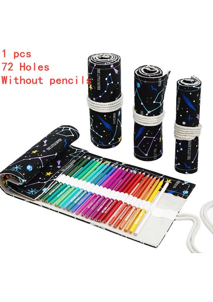 B-72 Delik Stili Renkli Kumaş Kalem Kutusu Makyaj Kalem Saklama Çantası Kalem Rulosu Okul Malzemeleri (Yurt Dışından)