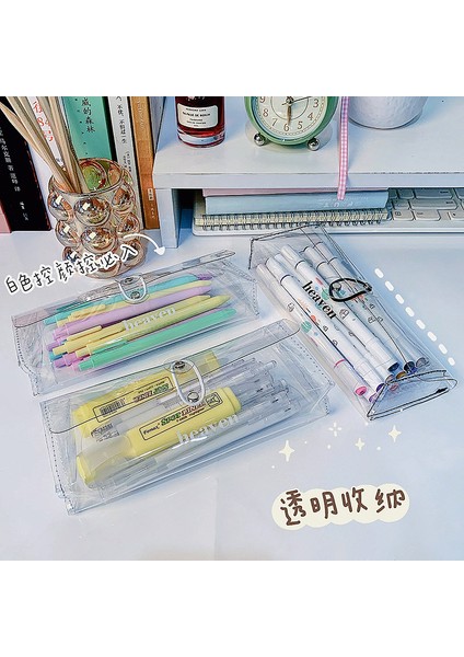 Beyaz Stil Basit Tarzı Şeffaf Pvc Kalem Çantası Sarma Kırtasiye Çantası Kalem Kawaii Kalem Tutucu Okul Malzemeleri (Yurt Dışından) fiyatları