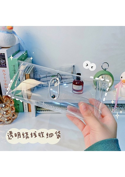 Beyaz Stil Basit Tarzı Şeffaf Pvc Kalem Çantası Sarma Kırtasiye Çantası Kalem Kawaii Kalem Tutucu Okul Malzemeleri (Yurt Dışından) fırsatları