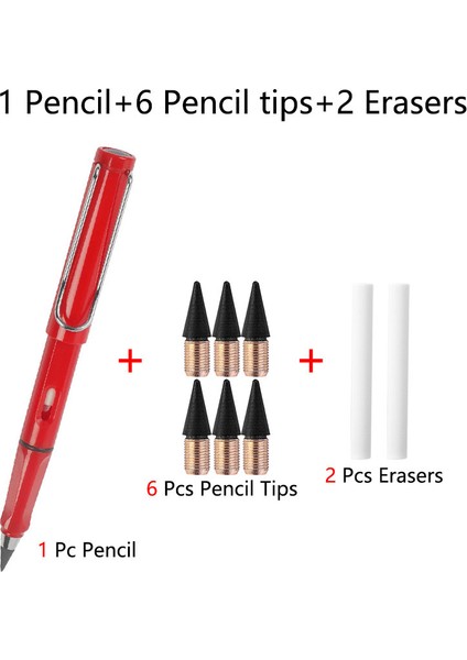 Kırmızı 9 Adet Tarzı Sonsuz Yazma Silinebilir Mürekkepsiz Kalem Sevimli Kırtasiye Öğrenci Okul Malzemeleri Için Sanat Çizim Çizim (Yurt Dışından)