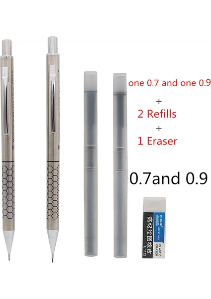 Bir 0.7 ve 0.9 Stili Metal Mekanik Kalem Öğrencilerin Yazı Yazması Çizmesi Tasarlaması Siyah Kurşun Ucu (Yurt Dışından)