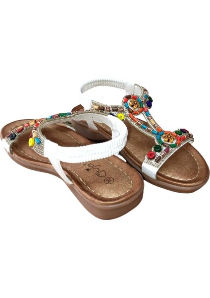 25Y150-1 Kadın Taşlı Düz Taban Comfort Sandalet Siyah fırsatları