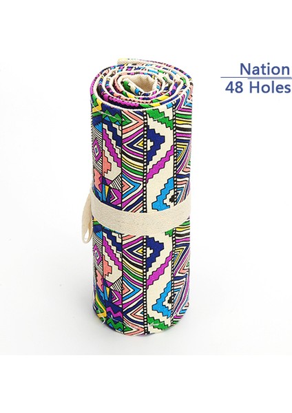 Ulus 48 Tarzı Yaratıcı Delikli Renkli Kalem Kutusu Tuval Rulo Kılıf Makyaj Kozmetik Fırça Kalem Depolama Kutusu Çanta Okul Kırtasiye (Yurt Dışından)