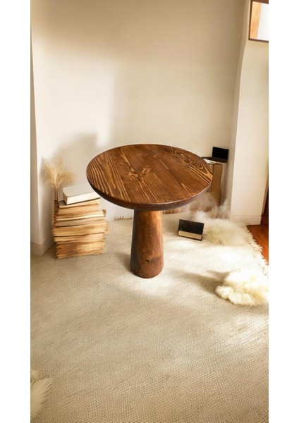 Wood Wooden Ahşap Tekli Mantar Yan Sehpa Modern Açık Ceviz Renk Fiskos fiyatları