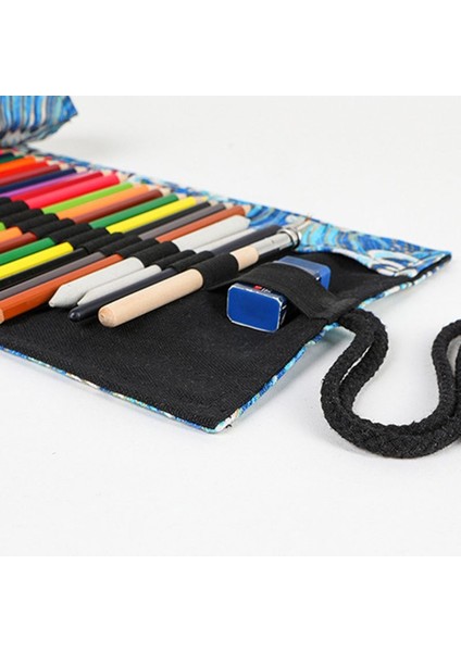 No.24 Tarzı Delikli Tuval Sarma Kalem Çantası Kalem Perdesi Makyaj Kılıfı Tutucu QX2B (Yurt Dışından) modelleri