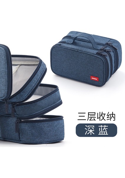 Mavi Stil Mor Siyah Çok Katmanlı Yüksek Kapasiteli Kalem Kutusu - Hediye Kutusu ve Ofis Malzemeleri Depolama Kutusu (Yurt Dışından)