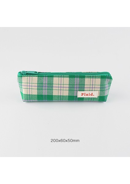 Yeşil Stil Işlemeli Renkli Kalem Kalem Kutusu Pamuklu Kumaştan Temel Izgara Saklama Torbası (Yurt Dışından)
