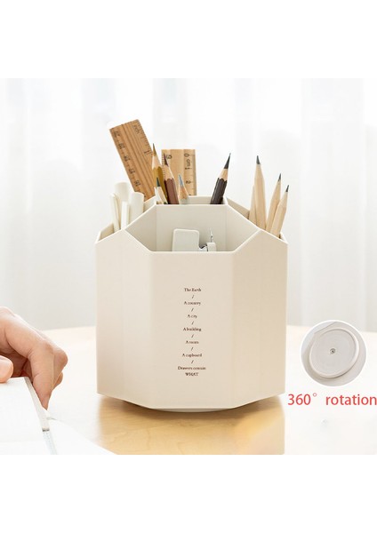 Gri Dönme Stili 360 Derece Dönebilen Büyük Kapasiteli Masa Kalemlik Kalem Kutusu Kozmetik Makyaj Fırça Depolama Kutusu - (Yurt Dışından) fiyatları