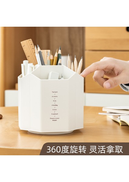 Gri Dönme Stili 360 Derece Dönebilen Büyük Kapasiteli Masa Kalemlik Kalem Kutusu Kozmetik Makyaj Fırça Depolama Kutusu - (Yurt Dışından) modelleri