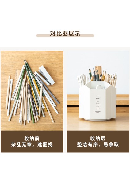 Gri Dönme Stili 360 Derece Dönebilen Büyük Kapasiteli Masa Kalemlik Kalem Kutusu Kozmetik Makyaj Fırça Depolama Kutusu - (Yurt Dışından) indirimleri