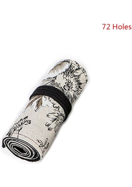 72 Delik Stili Papatya Desenli Tuval Rulo Kalem Perde Kalem Kutusu Makyaj Sarma Tutucu Depolama Malzemeleri (Yurt Dışından)