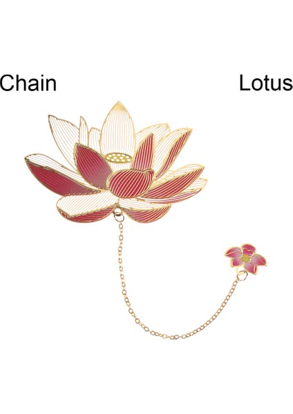 Zincir Lotus Stili Metal Yer Işareti Çin Tarzı Vintage Yaratıcı Lotus Çiçeği Gül Yaprak Damarsız Kolye Kayısı Yaprağı Yer Işareti Hediyeler (Yurt Dışından)