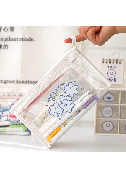 No.12 Tarzı Sevimli Ayı Hayvan Şeffaf Kalem Kutusu Ofis Için Büyük Kapasiteli Kalem Çantası Malzeme Escolar Kawaii Kırtasiye Okul Malzemeleri (Yurt Dışından) indirimleri