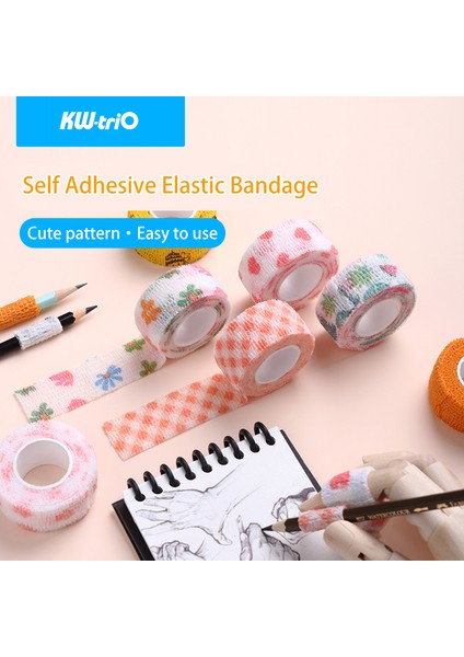 Yeşil Seri-3 Adet Tarzı Renkli Kendinden Yapışkanlı Elastik Bandaj Sevimli Parmak Eklemi Bilek Kendinden Yapışkanlı Elastik Bandaj 25MM*4M Yazma Koruma (Yurt Dışından) fiyatları