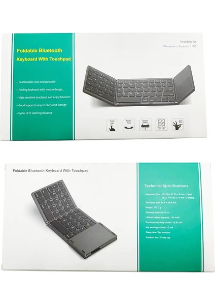Touch Pro Katlanabilir Bluetooth Mini Türkçe Q Klavye Ios Android