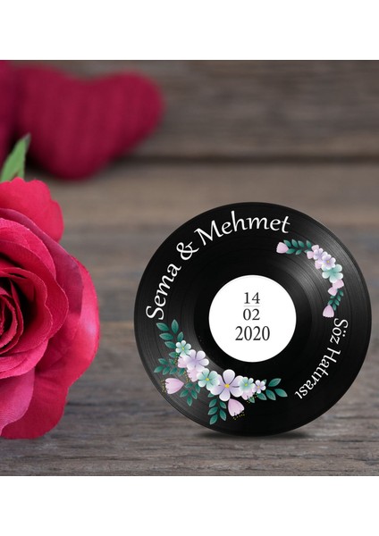 Isme Özel Ahşap Plak Magnet Söz Nişan Hatırası 50 Adet Standart