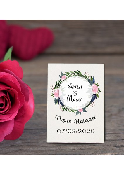 Isme Özel Söz, Nişan Hatırası Ahşap Magnet 50 Adet Standart
