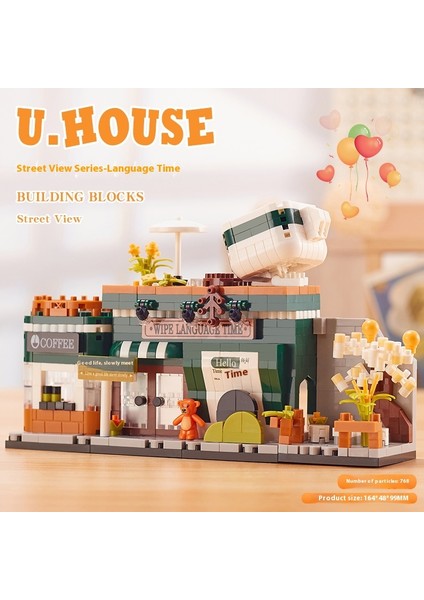 Sokak Sahnesi Yapı Taşları Puzzle Montajı Çocuk Oyuncakları Kulübe Modeli Süsler (Yurt Dışından)