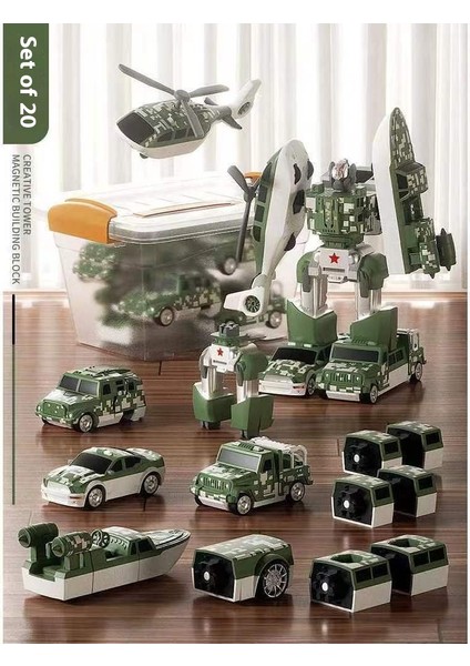 Yeni Çocuk Manyetik Montaj Dönüştürme Robot Mühendislik Araba Serisi Patchwork Puzzle Oyuncaklar (Yurt Dışından)