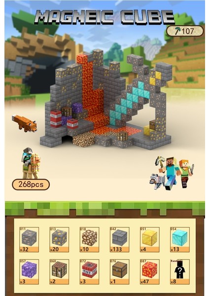 Benim Dünyam Manyetik Oyuncaklar Puzzle Küp Yapı Taşları (Yurt Dışından)