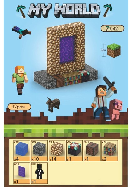 Mc Minecraft Manyetik Küpler Montaj Dıy Yapı Taşları Çocuklar Için Bulmaca Modeli Oyuncaklar (Yurt Dışından)
