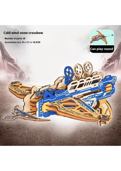 Ahşap 3D Üç Boyutlu Puzzle Yapboz El Yapımı Montajlı Ateşleme Deri Kayış Oyuncak Tabanca (Yurt Dışından)