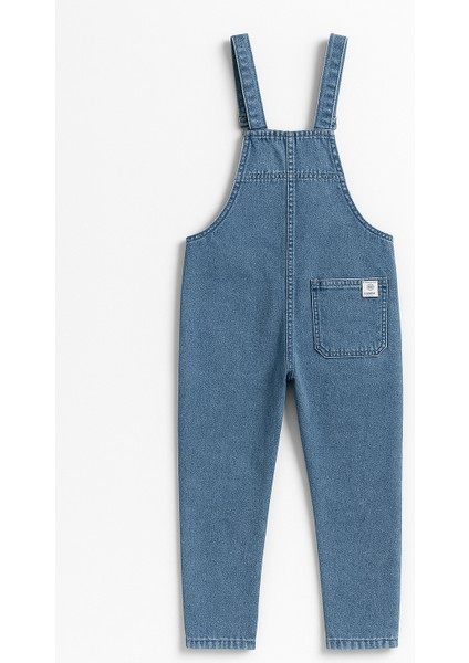 Peluş Ayıcık Detaylı Kız Çocuk Kot Salopet Tulum 3-10 Yaş Rahat Günlük Yazlık Denim Kıyafet