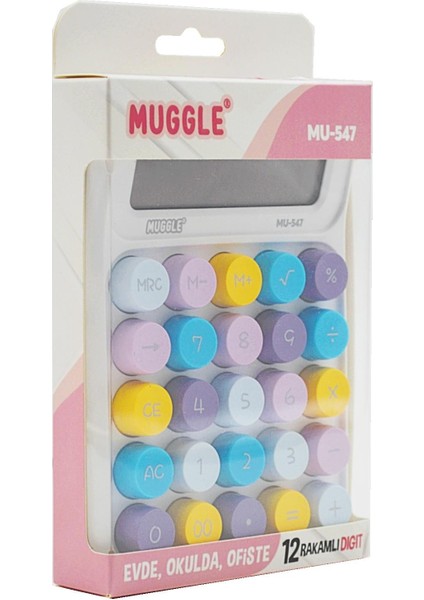 MU-547 Masaüstü 12 Haneli Pilli Hesap Makinesi Beyaz