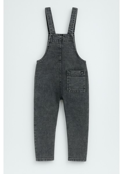 Peluş Ayıcık Detaylı Kız Çocuk Kot Salopet Tulum 3-10 Yaş Rahat Günlük Yazlık Denim Kıyafet