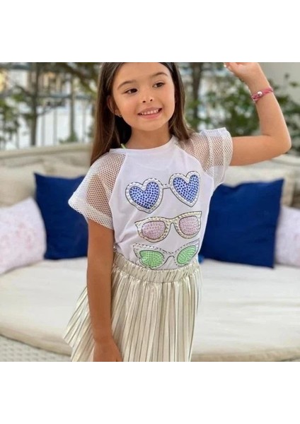 Kız Çocuk Alt Üst Takım Etekli Takım