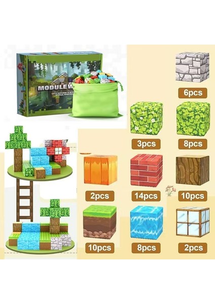 Mc Minecraft Manyetik Küpler Montaj Dıy Yapı Taşları Çocuklar Için Bulmaca Modeli Oyuncaklar (Yurt Dışından)