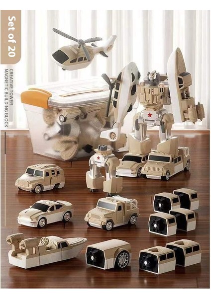 Yeni Çocuk Manyetik Montaj Dönüştürme Robot Mühendislik Araba Serisi Patchwork Puzzle Oyuncaklar (Yurt Dışından)
