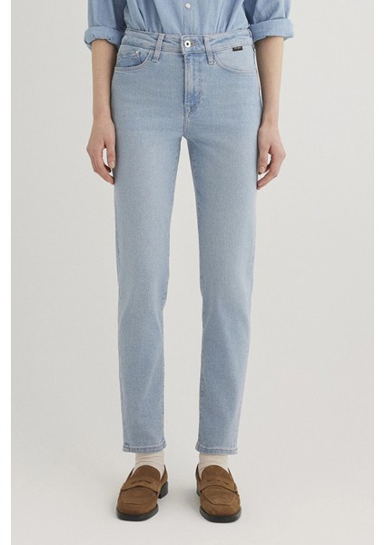 Cindy Yüksek Bel Dar Paça Mom Jeans Bayan Kot Pantolon 100277