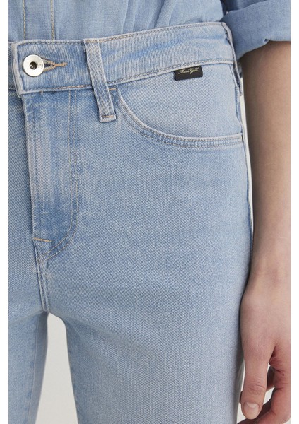 Cindy Yüksek Bel Dar Paça Mom Jeans Bayan Kot Pantolon 100277