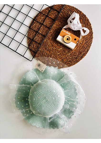 Kız Çocuk Lastikli Hasır Şapka