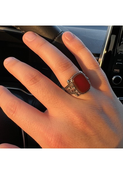 925 Ayar Gümüş Akik Taşlı Erkek Yüzük fiyatları